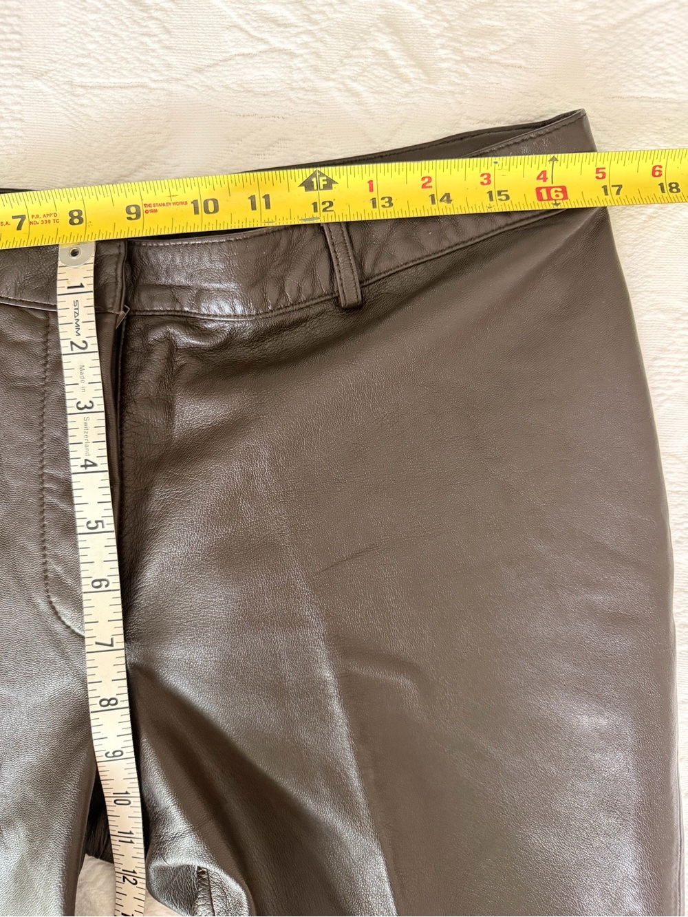 Genuine Leather Pants Women’s 12 Dark Chocolate Brown Straight Leg Full Length - Picture 8 of 9